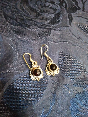 Orecchini etnici argento indiano con ametista - Immagine 1 di 4