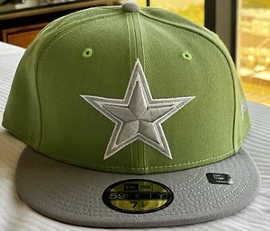 RARE NWT New Era 59Fifty Dallas Cowboys LIME GREEN FITTED 7 1/2 Cap $41.99 tags - Picture 1 of 7