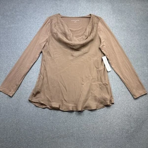 Soft Surroundings Nikkita Top Women Large Brown Silk Blend Flowy Long Sleeve - Picture 1 of 13