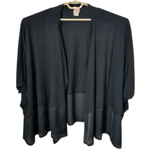Natori Cardigan Kimono L Navy Blue Dolman Batwing Sleeve Satin Trim Sheer Flowy - Picture 1 of 18