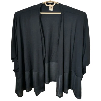 Кардиган кимоно Natori L рукав доломан летучая мышь прозрачная атласная отделка струящийся темно-синий - Изображение 1 из 4