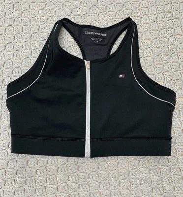 Tommy Hilfinger 运动文胸女式 L 码黑色运动健身房跑步文胸 — 第 1/4 张图片