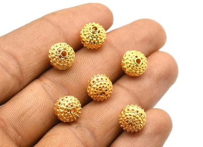 6 cuentas de filigrana Bali chapadas en oro de 18 k de 10x8 mm Foto 1 de 4