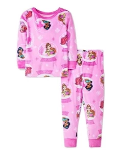 Disney Princess Snowglobes and Snowflakes Soft Pink Character Pajama Set, Size 4 - Picture 1 of 2
