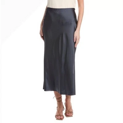 Falda midi sin cordones de satén Vince para mujer talla 8 gris carbón fiesta mínima NUEVA Foto 1 de 4