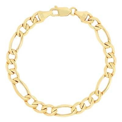 10K Yellow Gold 3.5mm-9mm Italian Figaro Chain Link Bracelet Mens Women 7" 8" 9" - Image 1 of 4