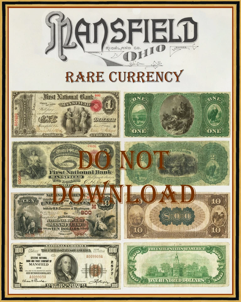 Mansfield Ohio #2  Rare Currency Poster 16" X 20" - Image 1 of 1