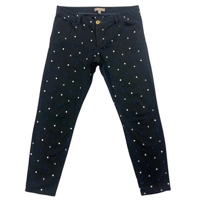 Calça Banana Republic Feminina Tamanho 31 Preta Bolinhas Fina Elástica Cintura Média - Imagem 1 de 4