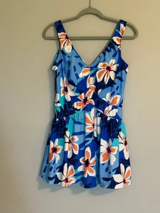 MAXINE OF HOLLYWOOD WOMEN'S ONE-PIECE SWIMSUIT.SIZE: 14 FLORAL SWIM SKIRT V-NECK - Picture 1 of 4