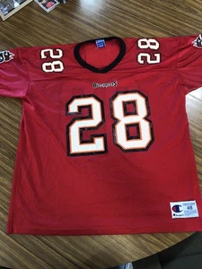 TAMPA BAY BUCCANEERS WARRICK DUNN 28 CHAMPION TRIKOT ROT GR 48 XL SCHÖN  - Bild 1 von 10