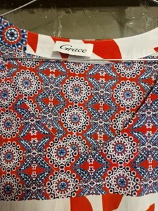 Lässige Grace Schlupf Bluse 100% Seide blau weiß rot Mustermix Gr. S NP € 169 - Bild 1 von 7