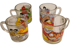 Jim Davis Garfield Comic Glass Coffee Mugs 1978 1980 McDonalds vintage Set of 4 - Picture 1 of 12