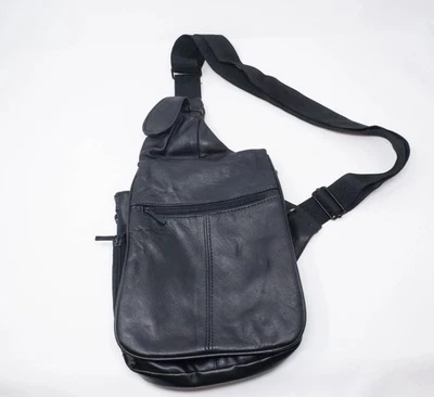 Buxton Genuine Leather Crossbody Shoulder Slingback Purse Satchel Black - Image 1 of 4