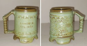 Frankoma Louisiana Kaffeebecher Tasse Langusten Prärie grüne Glasur M1 Keramik - Bild 1 von 10