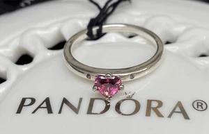 Authentic Pandora Sparkling Red Heart Ring #196574CZRMX - Picture 1 of 12