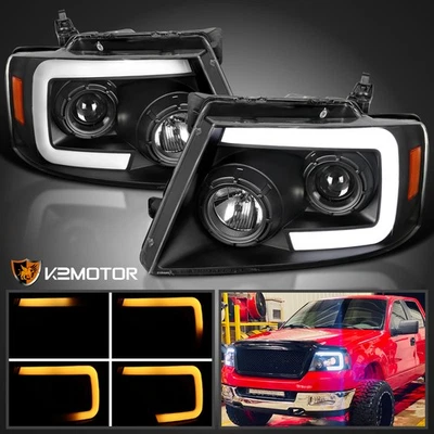 Fits Black 2004-2008 Ford F150 F-150 LED Sequential Signal Projector Headlights Foto 1 de 4