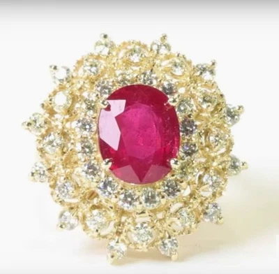 14K Yellow Gold Composite Ruby & Diamond Ring - Image 1 of 4