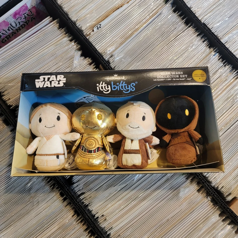 Hallmark Itty Bittys Star Wars Collector Boxed Set 4pc Luke C3po OBI Jawa