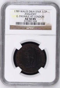 GREAT BRITAIN Wales Anglesey 1789 Halfpenny Conder Token D&H-376A NGC AU50 - Picture 1 of 5