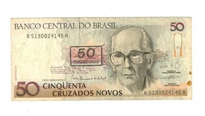Brasil 50 Cruzeiros en 50 Cruzados Novos - Año 1990 - Muy Fino - Imagen 1 de 2