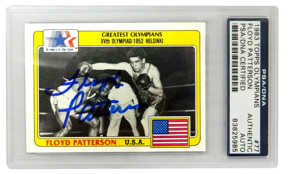 FLOYD PATTERSON Autographed 1983 Topps Olympians Boxing Card #77 - PSA/DNA - Image 1 of 1