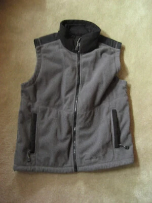 Cabela's Men's Large Tall Gray Black Vest Wind Shear Insulated Fleece Full Zip - Image 1 of 4
