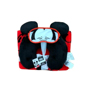 MICKEY MOUSE travel set neck Pillow Blanket 40"X50" & Eye cover Disney 3 pieces - Picture 1 of 6