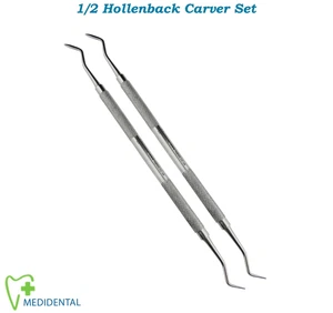 Juego de 2 instrumentos restauradores Hollenback Carver 1/2 dientes raspador doble extremo - Imagen 1 de 5