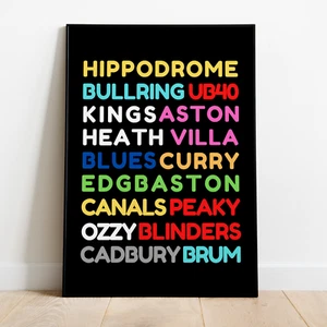 Birmingham Block Text Kunstdruck A3 A4 gerahmt ungerahmt Wandbild Wohndeko - Bild 1 von 2