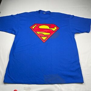 Vintage Superman T Shirt Mens XL Blue Short Sleeve Single Stitch Tee FLAW