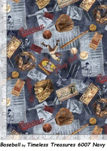 Baseball Motifs cotton Quilt fabric BTY Timeless Treasures Sports ball C6007 30" - Picture 1 of 8
