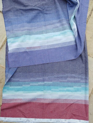 Pendleton Denim Azul Arándano Rayas Lana Tela Remanente 60" x 88" 2.5 yardas Foto 1 de 3