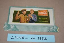 Vintage Lionel Prewar 1932 Coke Advt. Billboard STD/0 Uncataloged Cardboard Acc.