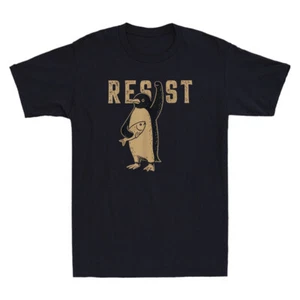 Resist Penguin Activism Funny Penguin Fist Graphic Men's Short Sleeve T-Shirt - Picture 1 of 8