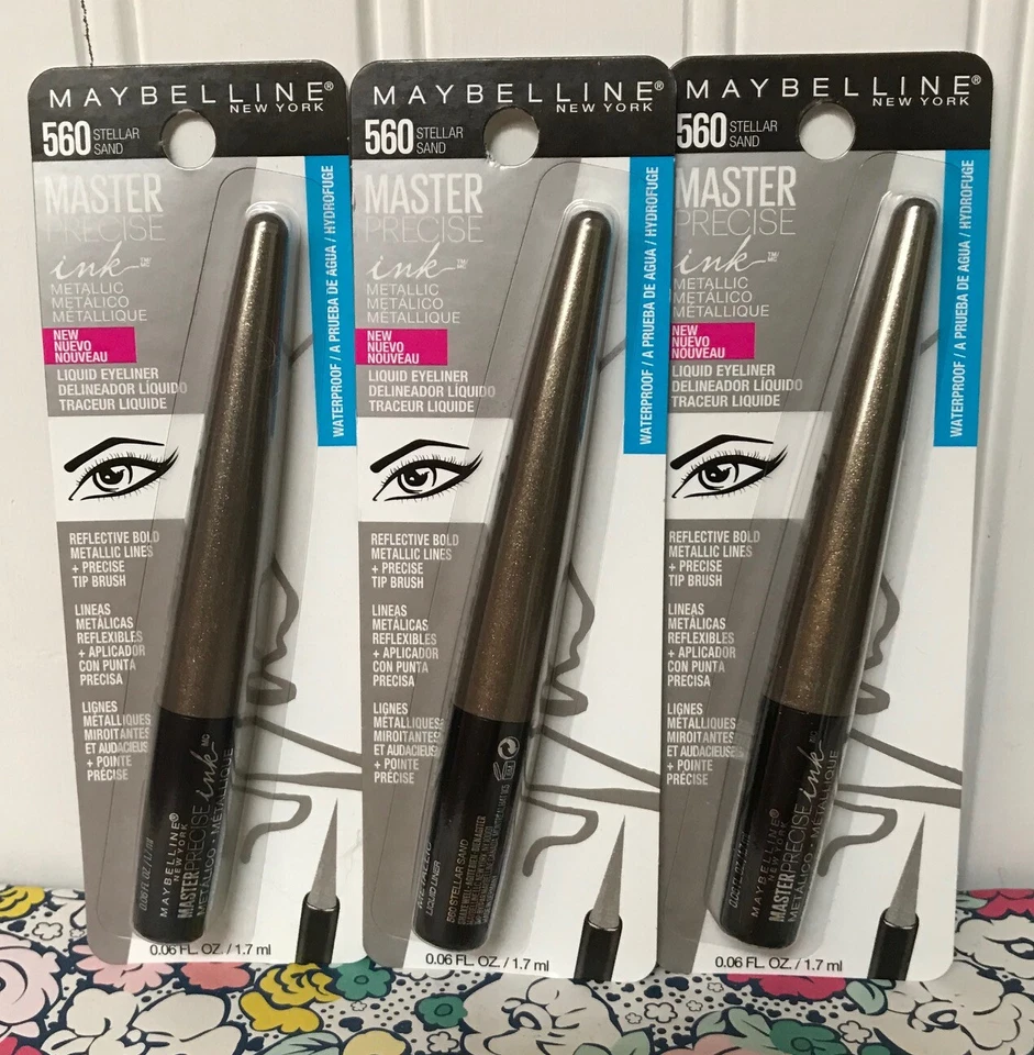 3 MAYBELLINE MASTER PRECISE INK METALLIC LIQUID EYELINER - STELLAR SAND - #560 - Image 1 of 1