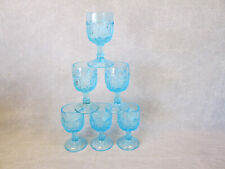 Set 6 Moon and Star Glass LG Wright LIGHT BLUE Small Wines Cordials Goblets 4.5"