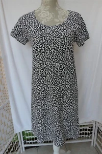 Sorbet Ladies Black Mix Long Lounge Top Nightshirt, Short Sleeve, Size 10-12 - Picture 1 of 8