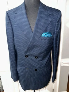 BLAZER 100% LANA, HOMBRE CUADROS AZULES, DOBLE BOTONADURA, A MEDIDA Talla: 40R - Imagen 1 de 10