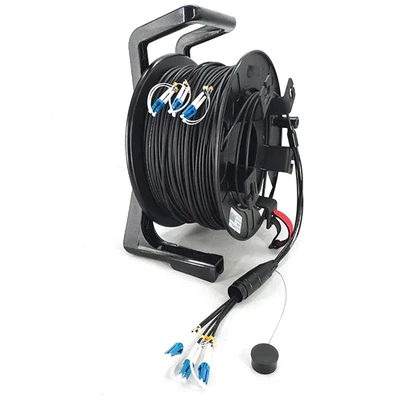 100M SM TPU 2 4 6 Fibers LC Tactical Armored Fiber Patch Cable with Cable Reel - Image 1 of 4