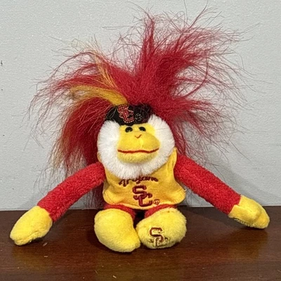 USC Trojans Fuzzhead Wig Monkey Plush Keychain University Southern Cali - Image 1 of 4