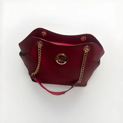 Сумка наплечная Michael Kors Jet Set дорожная большая на цепочке сафьяновая красная кожа - Изображение 1 из 4