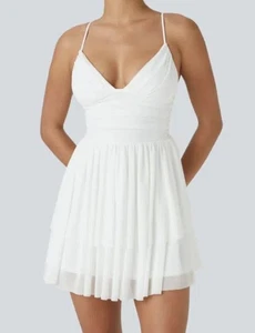 Neu mit Etikett Halara rückenfreies Lagenlook-Minikleid zum Schnüren Größe Small (A-C-Cups)  - Bild 1 von 8