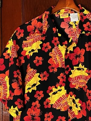 VINTATGE HAWAIIAN TROPIC FLORAL SHIRT SUNGLASSES SUN FLORAL BLACK RED YELLOW XL - Image 1 of 4