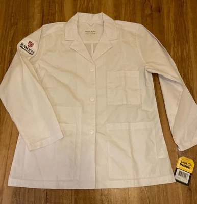 WonderLab Womens Size L White Lab Coat w/ Pockets New w/ Tags Roberts Wesleyan - Image 1 of 4
