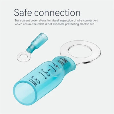 Gauge 16-14AWG Wire Crimp Connectors Heat Shrink Ring Terminals 1/4" 10-200Pcs - Image 1 of 4