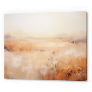 Vintage Countryside Fields Landscape Soft Muted Neutral Canvas Print Wall Art - Picture 1 of 9