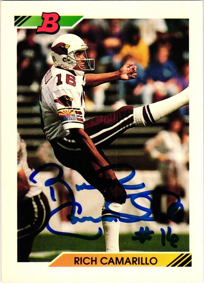 Rich Camarillo #468 Signed 1992 Bowman Cardinals NFL Football Card AUTO - Image 1 of 2