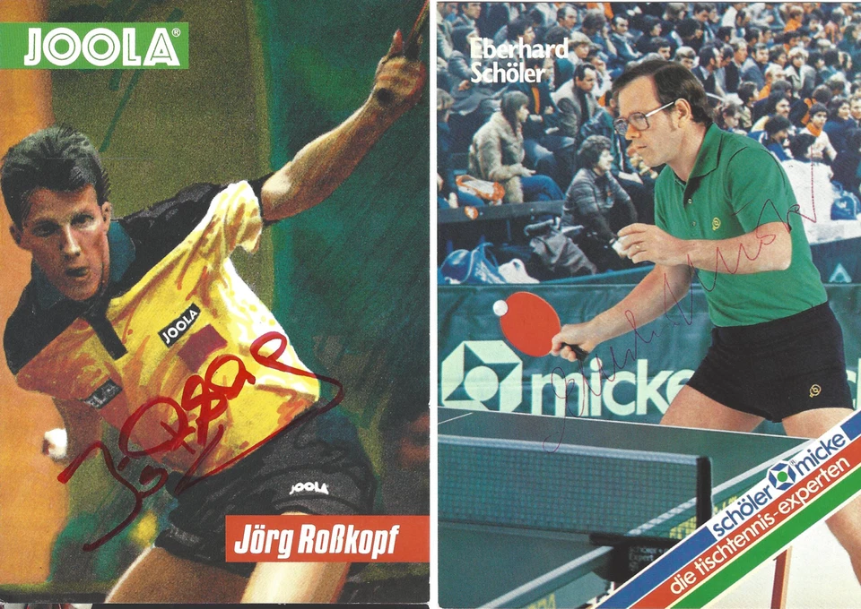 2 Autogramme Jörg Roßkopf WM+ Eberhard SCHÖLER Vize WM 1969 Tischtennis  xyz - Bild 1 von 1