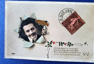 *CARTE POSTALE FANTAISIE -  TIMBRE - Picture 1 of 1