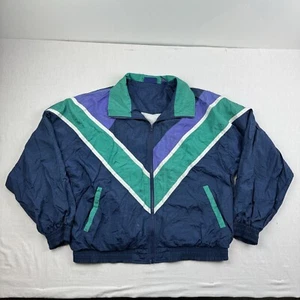 Vintage Fremantle Action Wear Windbreaker Jacket Adult XL Blue Full Zip 90s - Picture 1 of 10